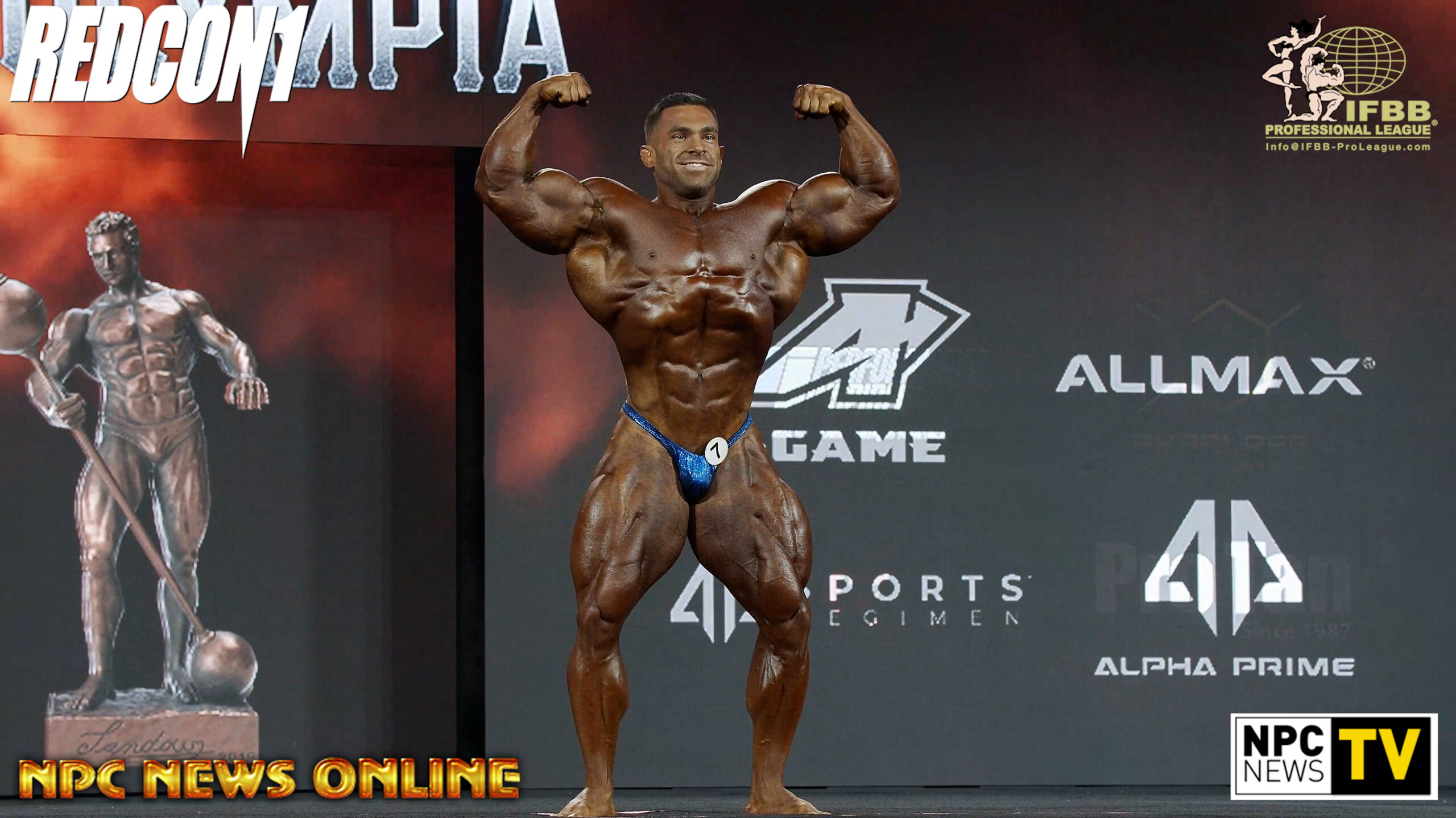 2022 IFBB Pro League Mr. Olympia 2nd Place Derek Lunsford Posing 4K